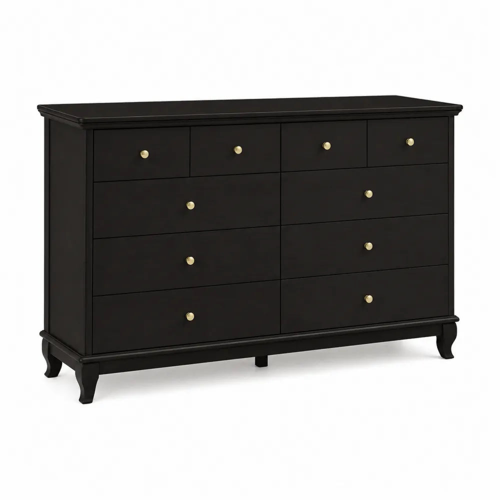 Commode en Bois avec 10 Tiroirs Noir