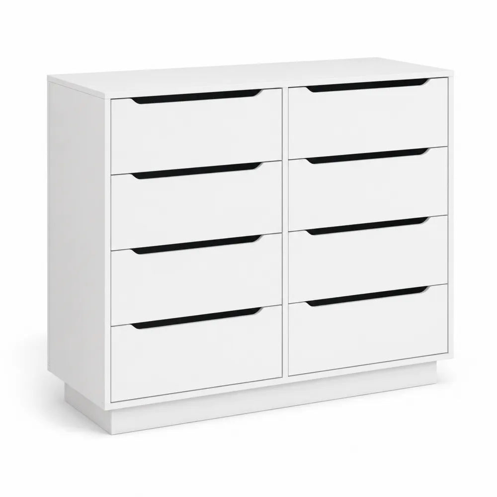 Commode à 8 tiroirs en bois blanc