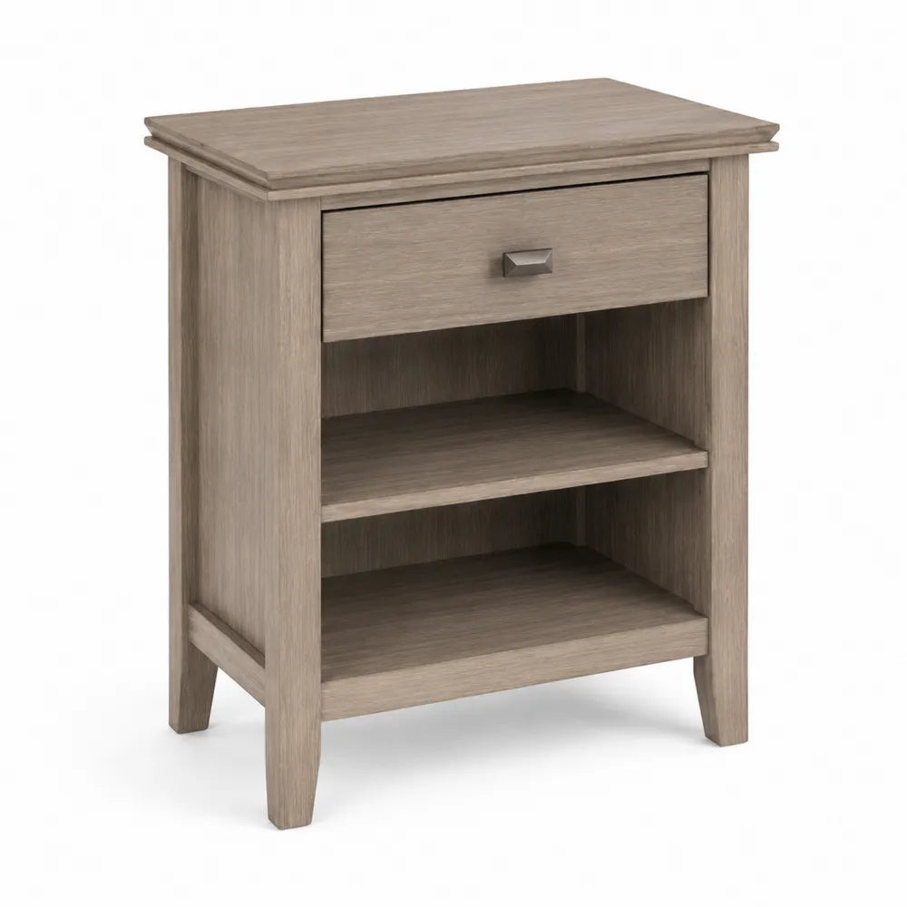 Table de chevet en bois avec tiroir et étagères