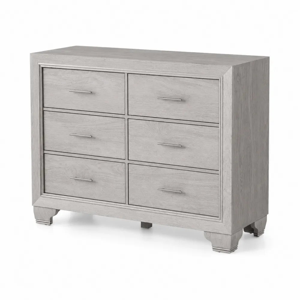 Commode 6 tiroirs en chêne gris 120x50x80 cm