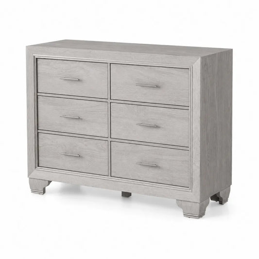 Commode 6 tiroirs en chêne gris 120x50x80 cm