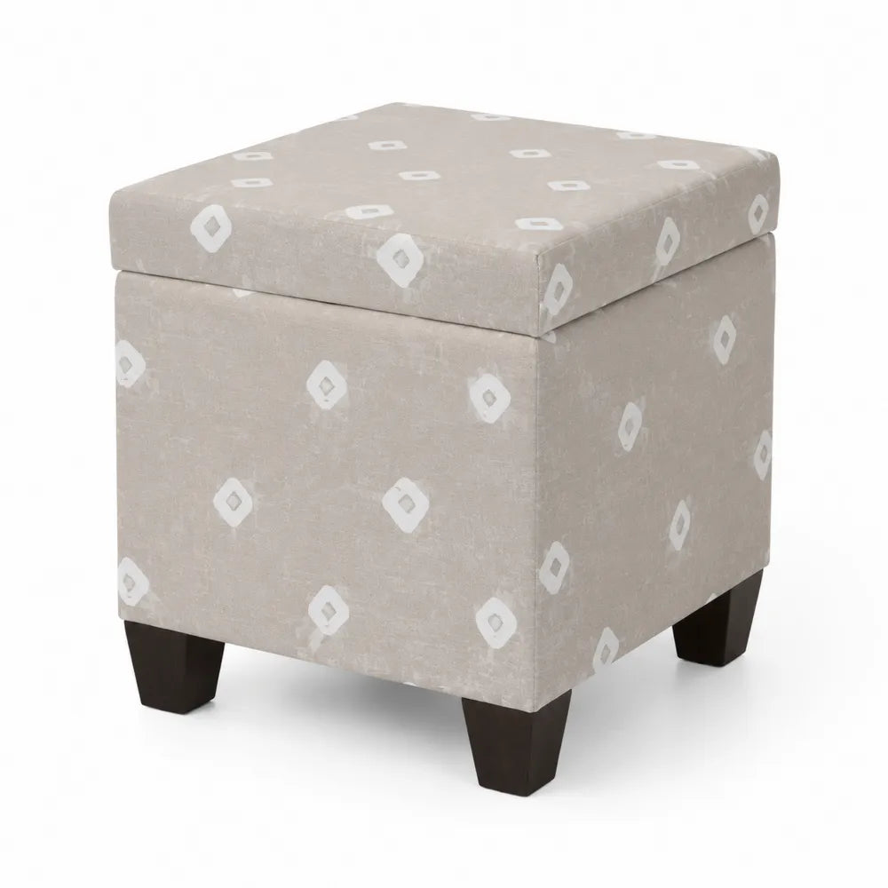 Repose-pied en tissu motif géométrique Beige 40x40x45 cm