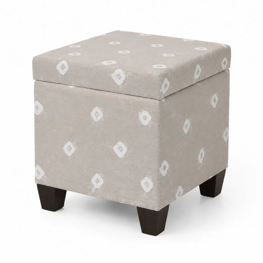 Repose-pied en tissu motif géométrique Beige 40x40x45 cm