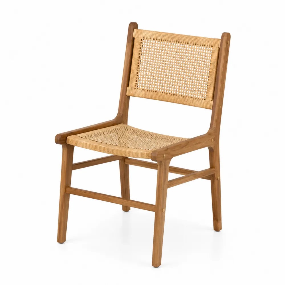 Chaise en bois et rotin naturel 45x54x79 cm