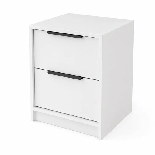 Table de chevet à deux tiroirs en bois blanc