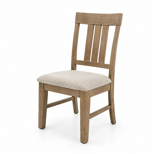 Chaise en bois avec siège en tissu polyester beige