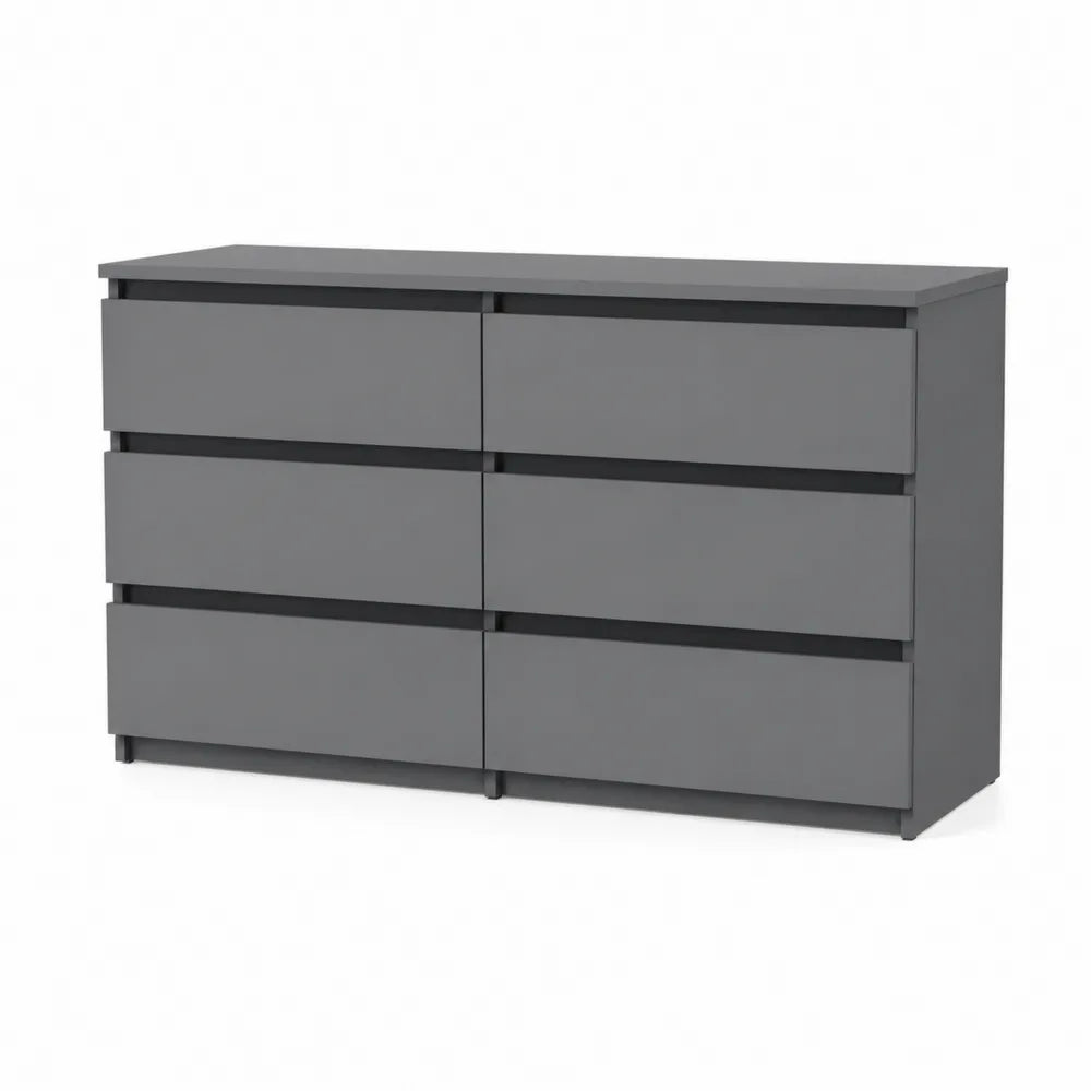 Commode 6 tiroirs en MDF Gris Anthracite 140x78x40cm