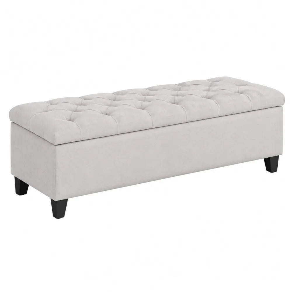 Banc Coffre Repose-pieds en Velours Gris