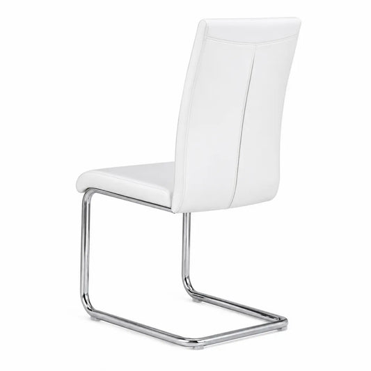 Chaise en simili cuir blanc avec cadre en métal