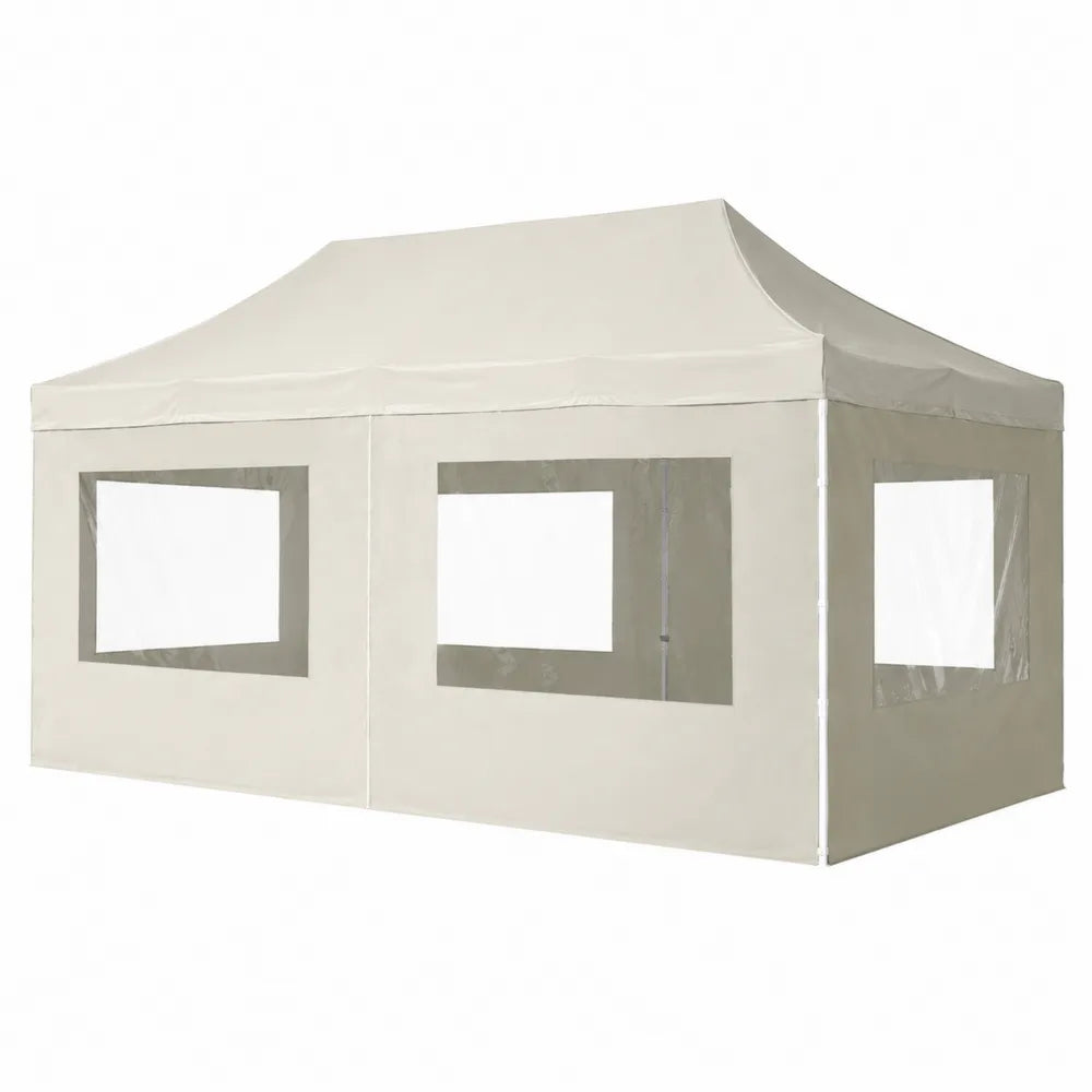 Tente de jardin en polyester beige avec fenêtres 3x6m