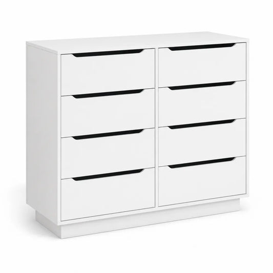 Commode à 8 tiroirs en bois blanc