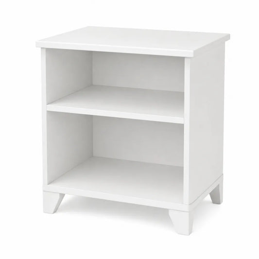 Table de chevet en MDF blanc avec deux étagères 40 x 30 x 55 cm